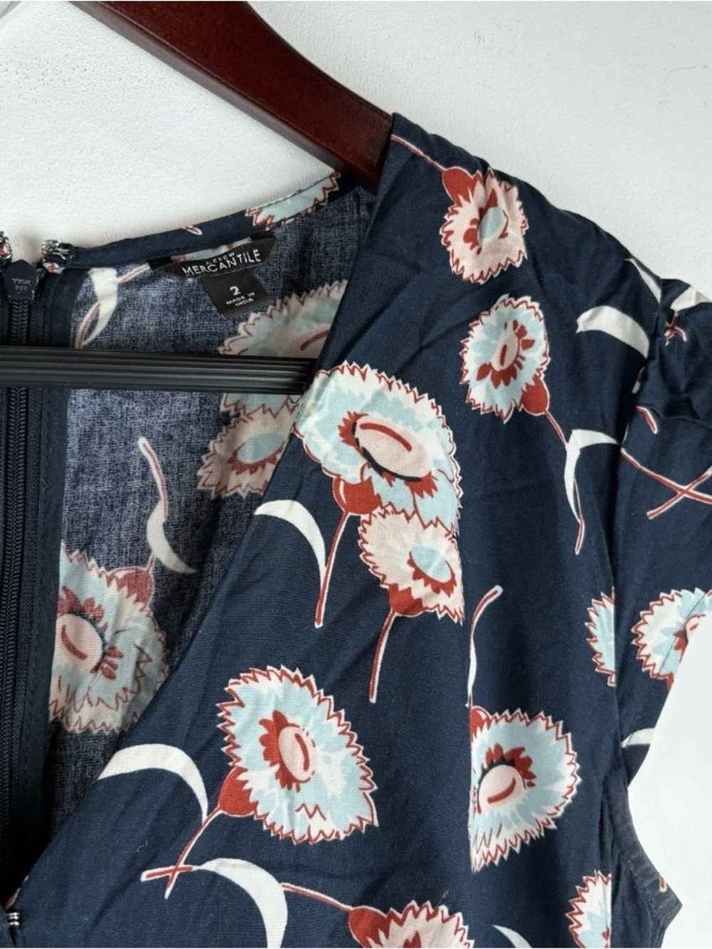J.Crew Blue Floral Faux Wrap Ruffle Dress Sz 2 Cottagecore Dainty Summer Wedding - Picture 3 of 9
